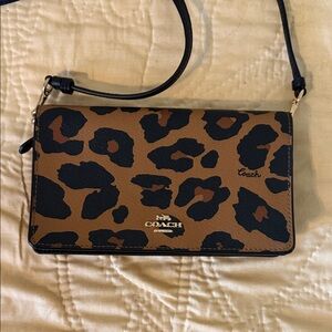 Coach Black and Brown Animal Print Crossbody Bag